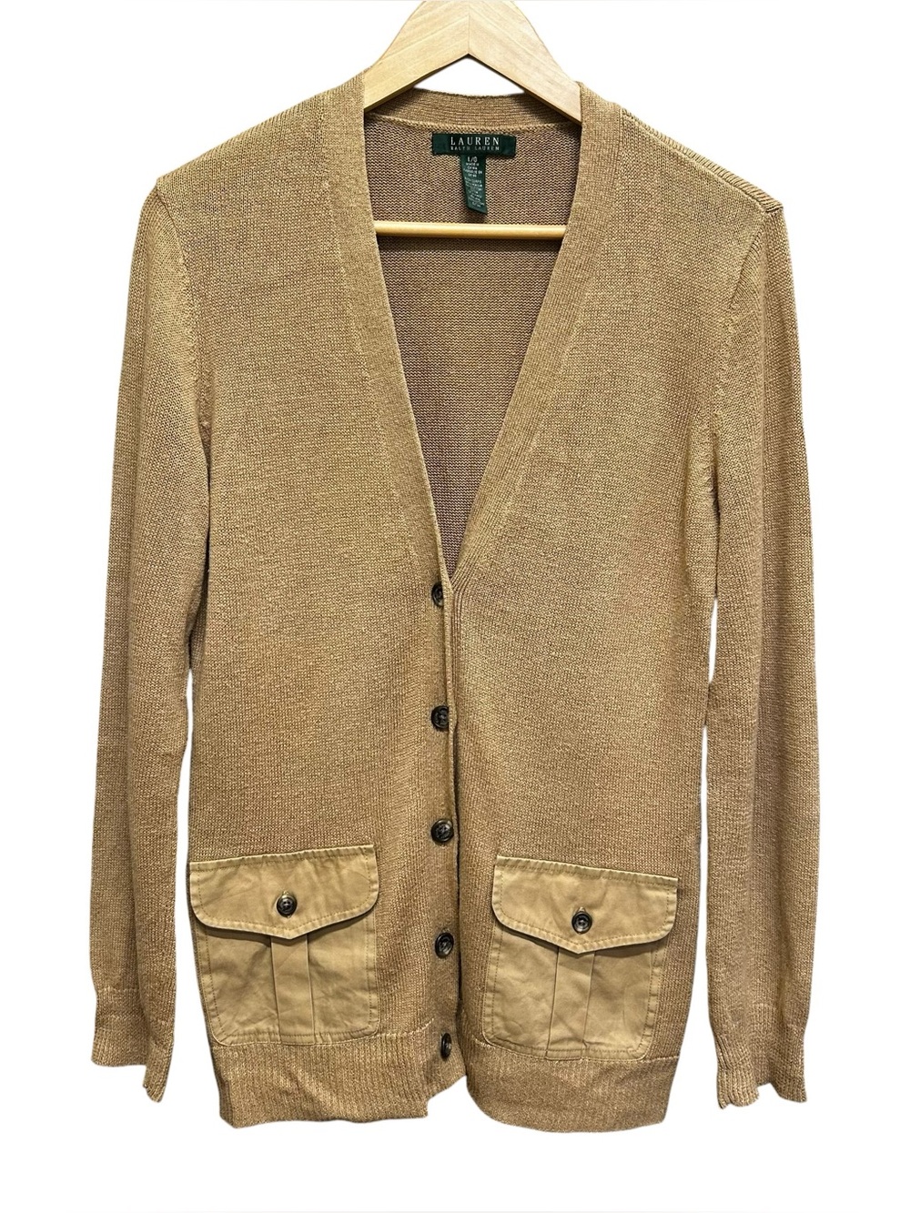 Lauren Ralph Lauren Men’s Linen-Cotton Blend Utility Cardigan Sweater  Size L